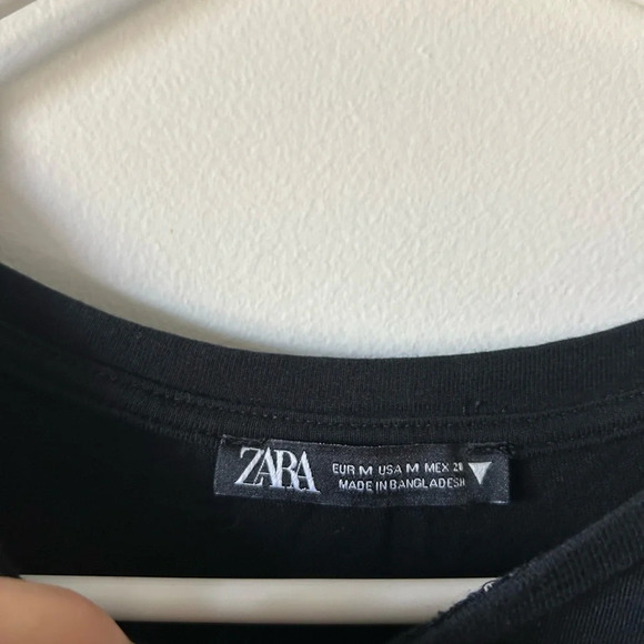 Zara Black  Ruffle T Shirt - Picture 3 of 3